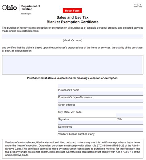 State Of Ohio Tax Exemption Form Exemptform