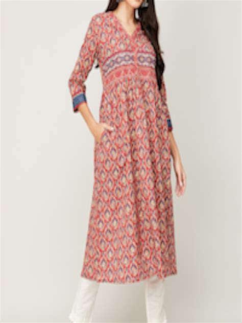 Buy Melange By Lifestyle Women Rust And Blue Ethnic Motifs Printed Pure