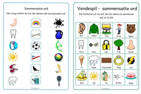 Sammensatte Ord Vendespil Og Opgave Leg Og Lektie