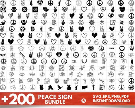 200 Peace Sign Svg Bundle Peace Hand Svg Peace Sign Svg Floral Peace