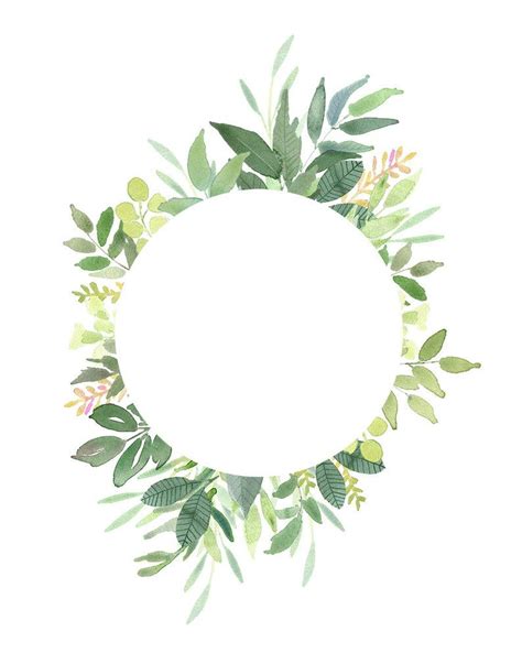 Green Leaves Frames Foliage Clipart Greenery Wedding Etsy Greenery