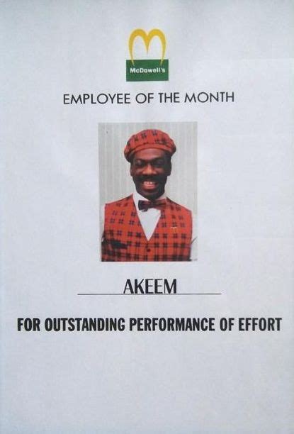 Coming To America Akeem Employee Of The Month Certificate Replica