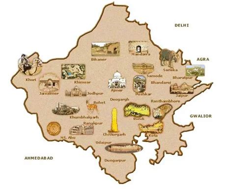 Rajasthan Tourism Map • Mapsof.net