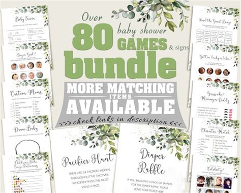 Greenery Baby Shower Games Gender Neutral Baby Shower Games Etsy