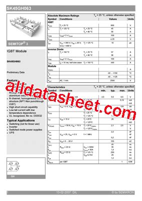 Sk Gh Datasheet Pdf Semikron International