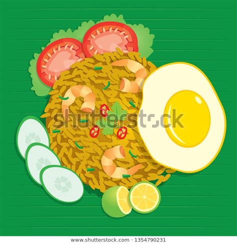 Nasi Goreng Meaning Fried Rice Rice Stock Vector Royalty Free