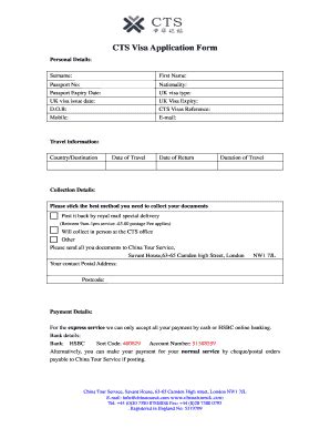 Fillable Online Cts Visa Application Form Fax Email Print Pdffiller