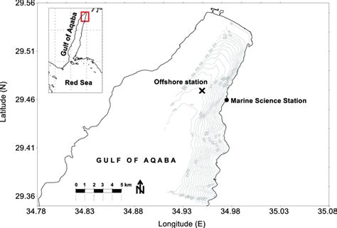 Map of the offshore study site in the northern Gulf of Aqaba. Overall ...