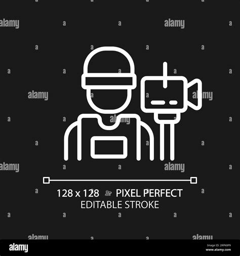 2D Customizable Thin Linear White Cameraman Icon Stock Vector Image