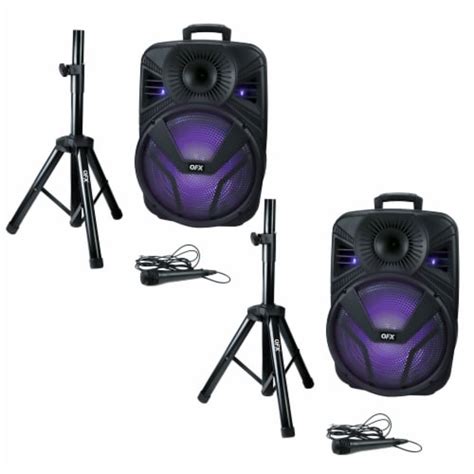 Qfx 15 Inch Rechargeable Bluetooth Speaker System W Lights And Microphone 2 Pack 2 Piece Ralphs