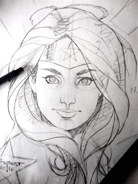 Wonder Woman Con Style Head Sketch Wip By Aethibert Artist Wonder