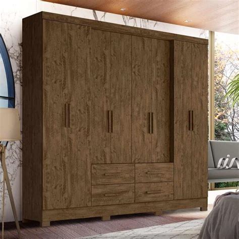 Guarda Roupa Casal Grande San Lorenzo Plus Castanho Wood Moval M