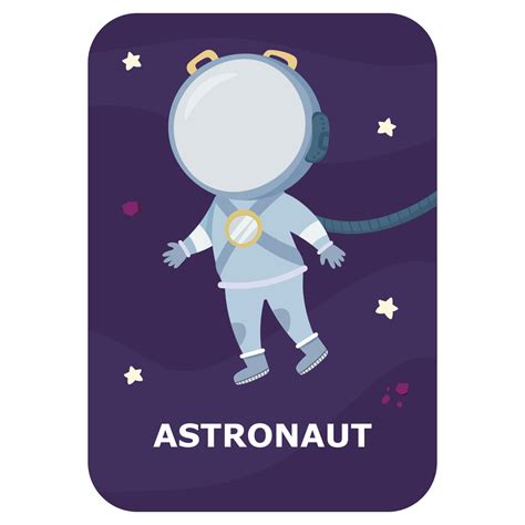 Astronaut. Vector Space flash card. English language game with cute ...