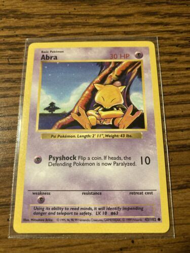 Abra Base Set Common Pok Mon Card Shadowless Ebay