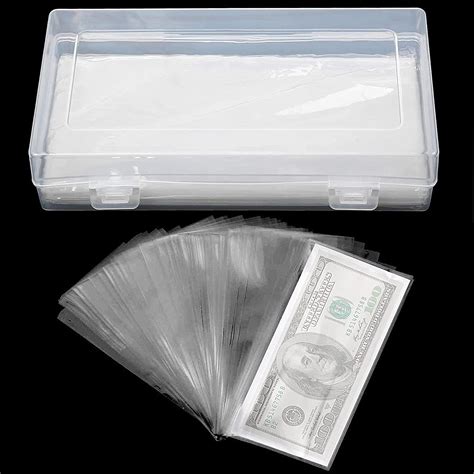 YASUOA 100 Pieces Clear Paper Money Holder With Storage Cass Bill