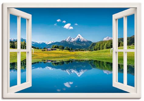 Artland Wandbild Fensterblick Alpen Und Bergsee Berge 1 St Als