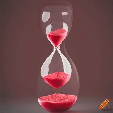 Delicate Drawing Of An Hourglass With Red Passionfruit Sand