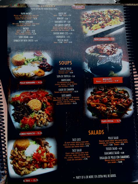 Menu at El Sarape Mexican Restaurant, Hickory