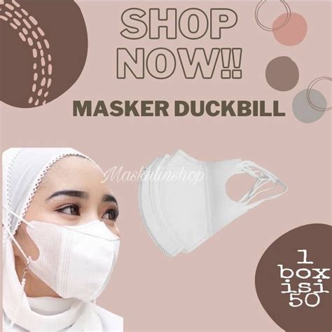 Masker Duckbill Hijab Headloop Premium 1 Box Isi 50 Pcs MASKER DUCKBILL