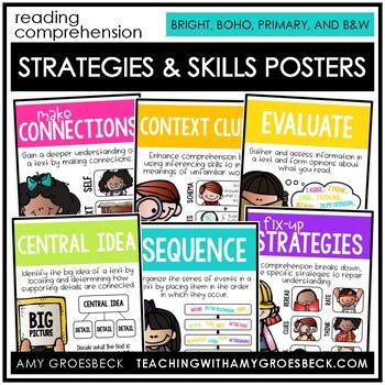 Reading Comprehension Strategies And Skills Poster Set By Amy Groesbeck