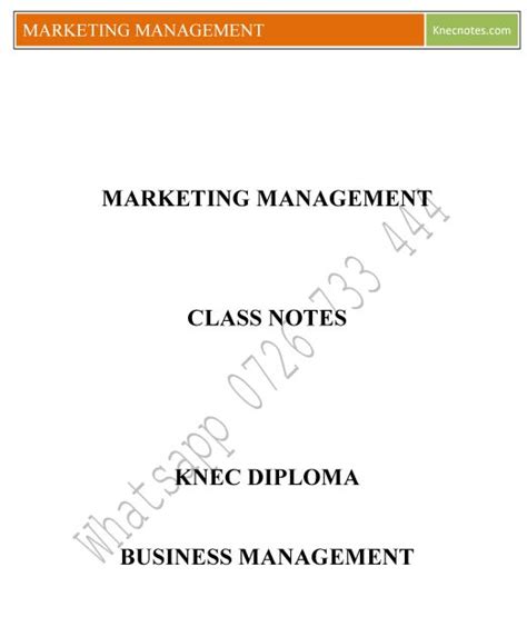 Marketing Management Notes Knec Diploma Pdf Ebooks