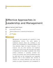 Effective Approaches In Leadership And Management In Healthcare