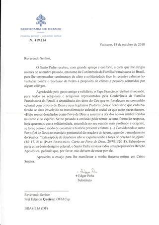 Resposta Do N Ncio Apost Lico Carta Ao Papa Francisco Cffb