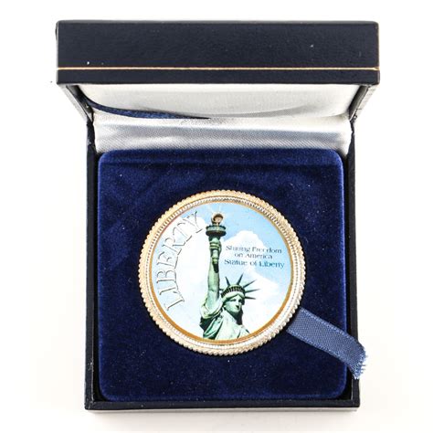 Two Commemorative Light Up Statue Of Liberty Commemorative Coins And A Colorized Barack Obama