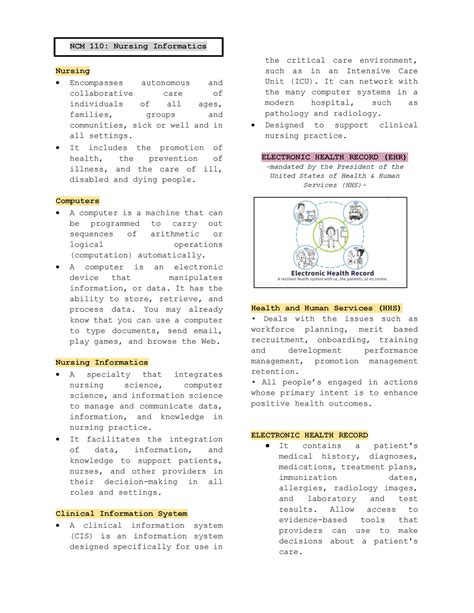 Nursing Informatics Notes During Lesson Su Studocu