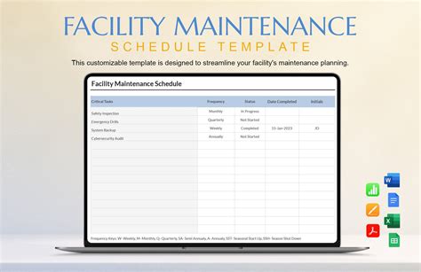 Facility Maintenance Schedule Template in Word, Pages, Apple Numbers ...