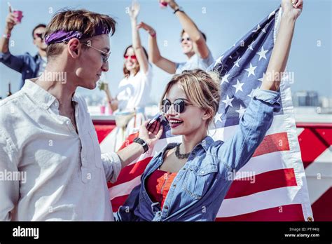 Amazing Blonde Talking To Her Best Friend Stock Photo Alamy