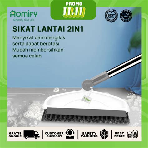 Jual HOMIFY Sikat Lantai 2 In 1 Sikat Wiper Dapat Berotasi 180 Derajat