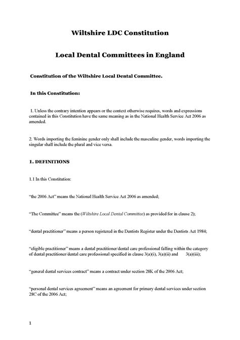 Wilts LDC Constitution - Wiltshire Local Dental Committee