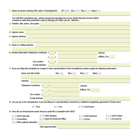 Free Sample Eeoc Complaint Forms In Pdf Ms Word