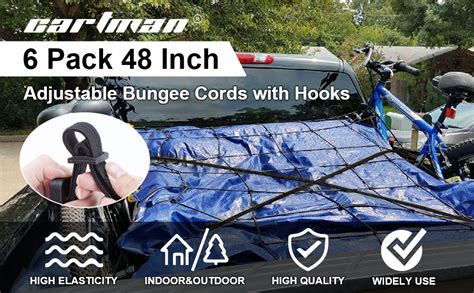 Cartman Pack Flat Adjustable Bungee Cords With Hooks Inch Bungee