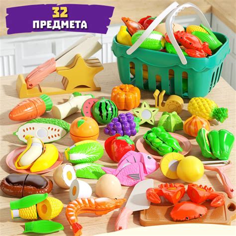 Игрушечная еда, фрукты и овощи на липучках 32 предмета купить на OZON ...