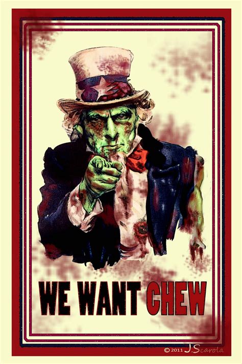 Zombie Uncle Sam We Want Chew Undead Digital Painting