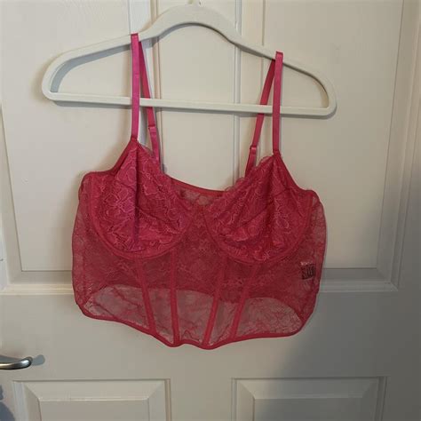 Shein Hot Pink Lace Corset Top Corsettop Depop