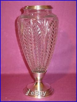 Ancien vase en cristal et argent massif poinçon minerve époque XIX