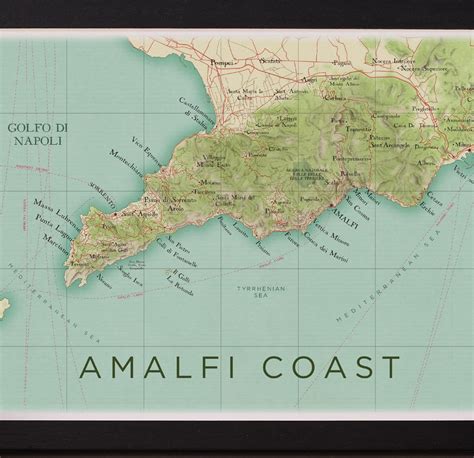 Amalfi Coast Map Sorrento Map Positano Italy Map Print Wall - Etsy Ireland