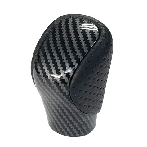 Amazon Pursuestar Black Leather Carbon Fiber Gear Lever Shift Knob