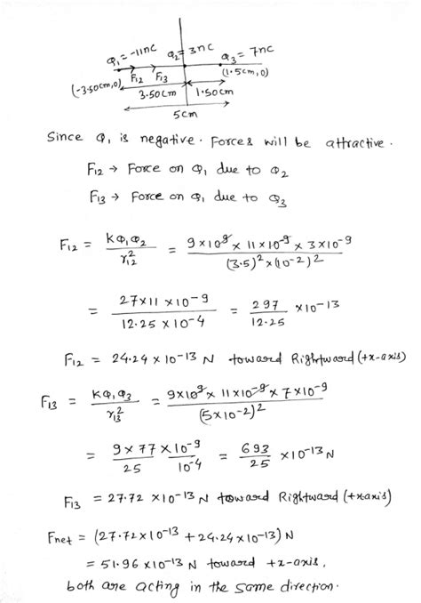 Three Charge Particles Are Shown In The Figure Below Q1 11 Nc 350cm0 Q23 Nc 00 Andq3