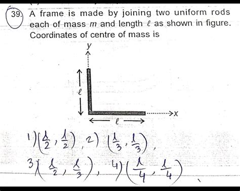 A Frame Is Made By Joining Two Uniform Rods Each Of Mass M And Length L