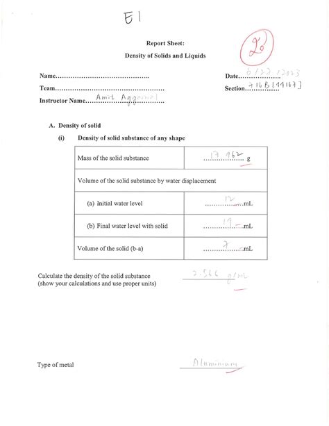 Lab 1 Density Of Solids And Liquids SCC 110 Studocu