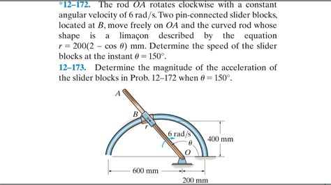 Dynamics 12 172 12 173 The Rod OA Rotates Clockwise With A Constant