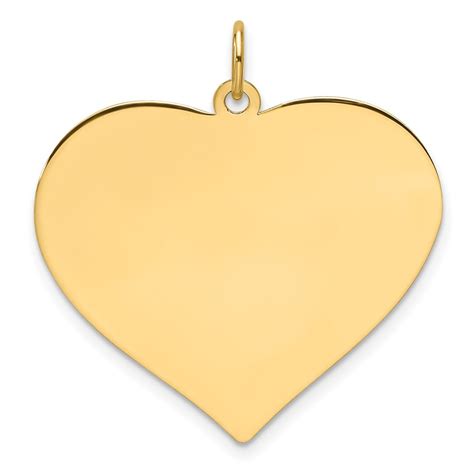 14k Yellow Gold 013 Gauge Engravable Heart Disc Charm 313 Mm