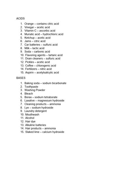 Household Items That Has Acids and Bases | PDF