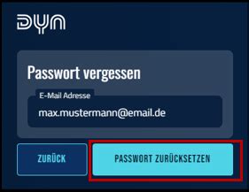 Konto - Passwort zurücksetzen