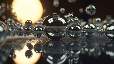 Reflective Elegance: Mercury Droplets on a Mirror Stock Illustration ...