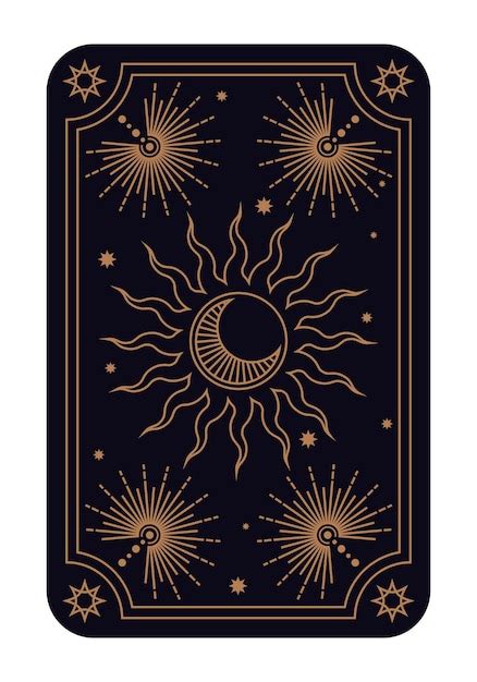 Mystische Sonne Und Halbmond Zeichnung Tarot Karten Hintergrund